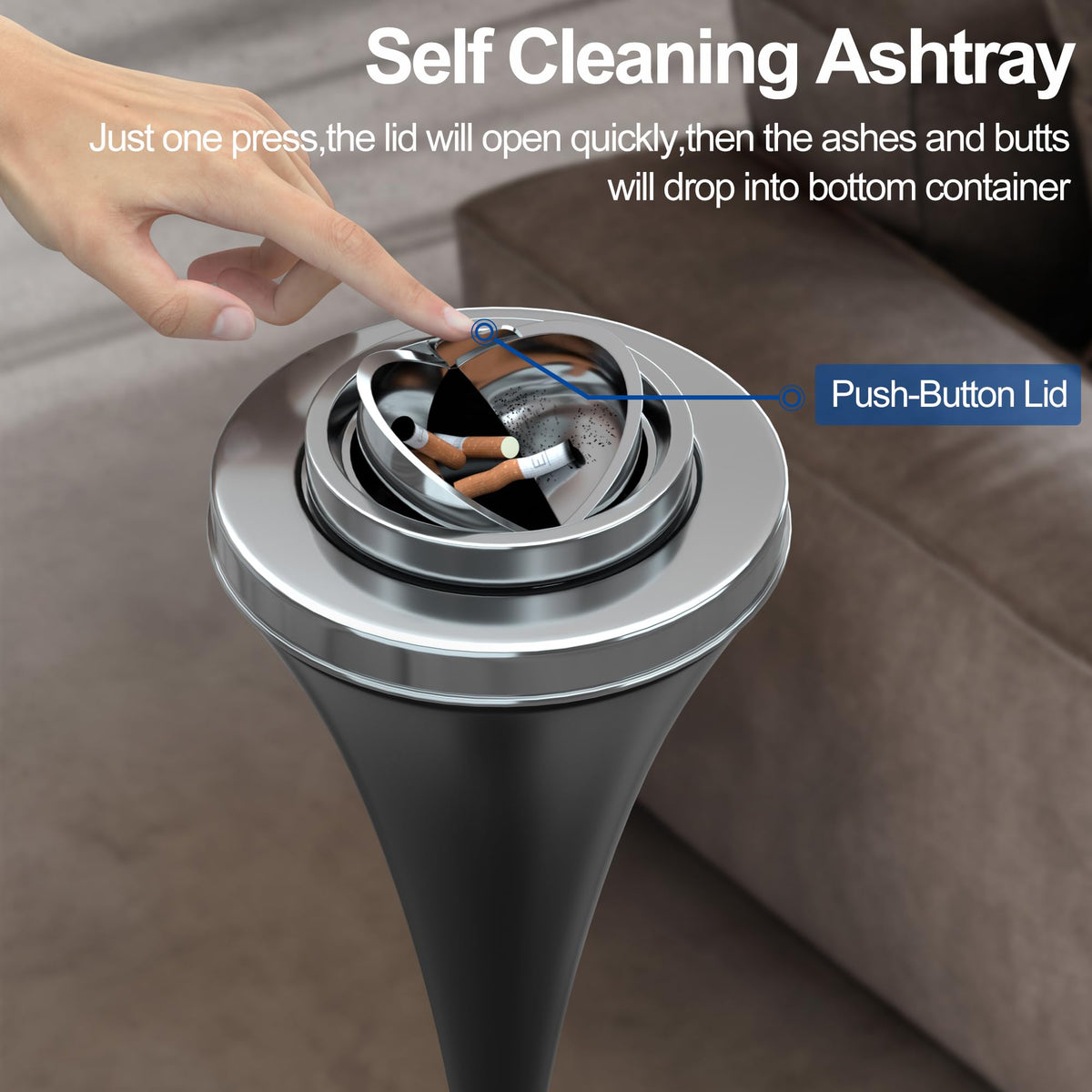 RELIANCER detachable cigar container doubles as tabletop ashtray