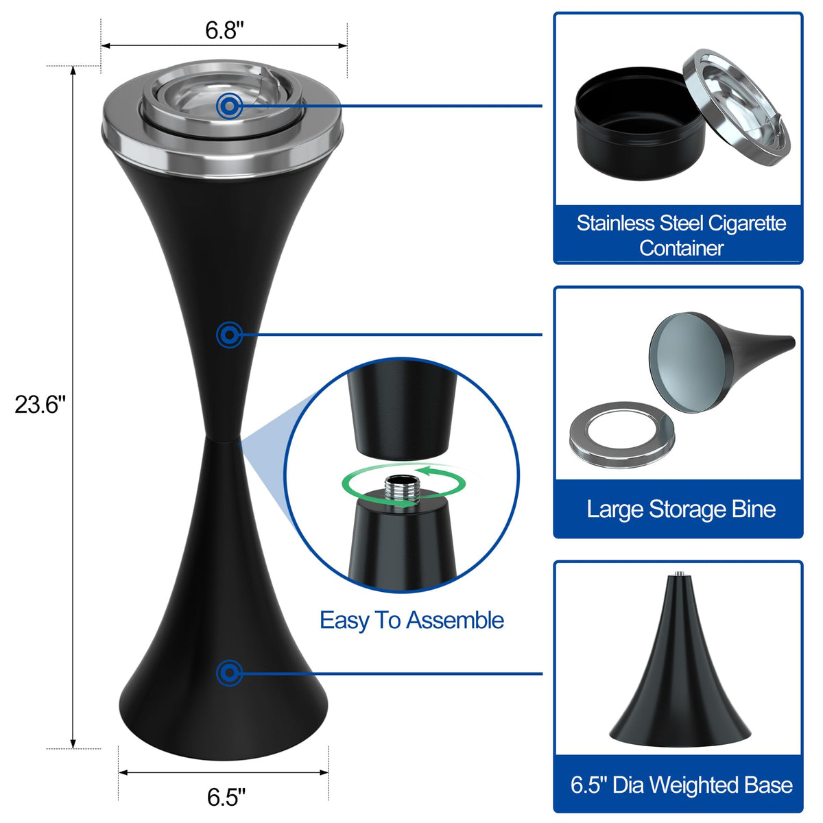 RELIANCER self-cleaning ashtray lid closes automatically