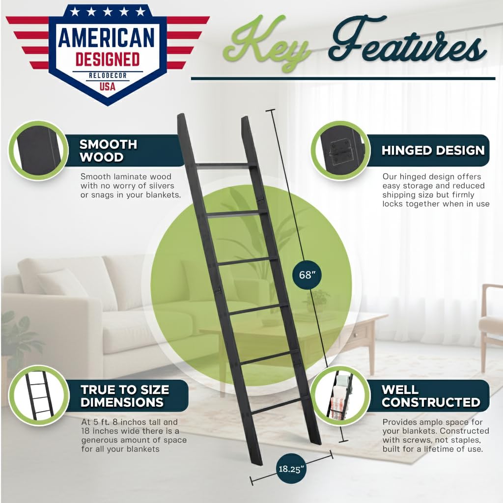 RELODECOR wall-leaning blanket rack six-tier storage for throws
