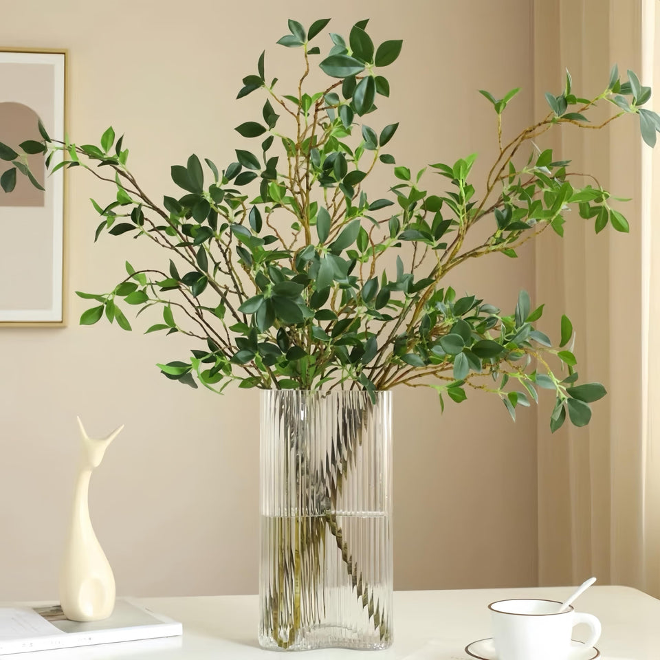 Relxhmft artificial greens branch 27in close-up shows realistic texture for natural-looking decor.