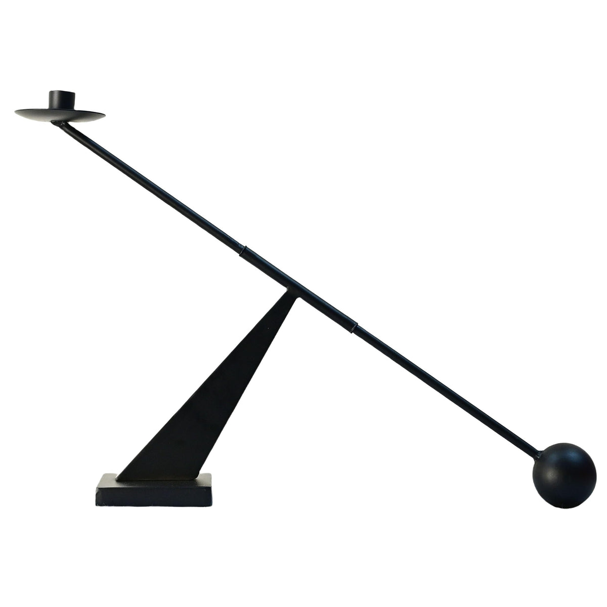 Remenna black metal candle holder with sleek design for modern table decor.