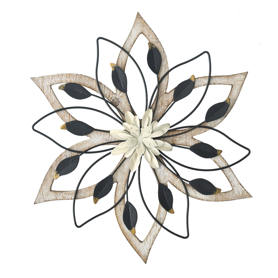 Remenna whitewash flowers wall decor with metal petals adds subtle farmhouse charm to any room