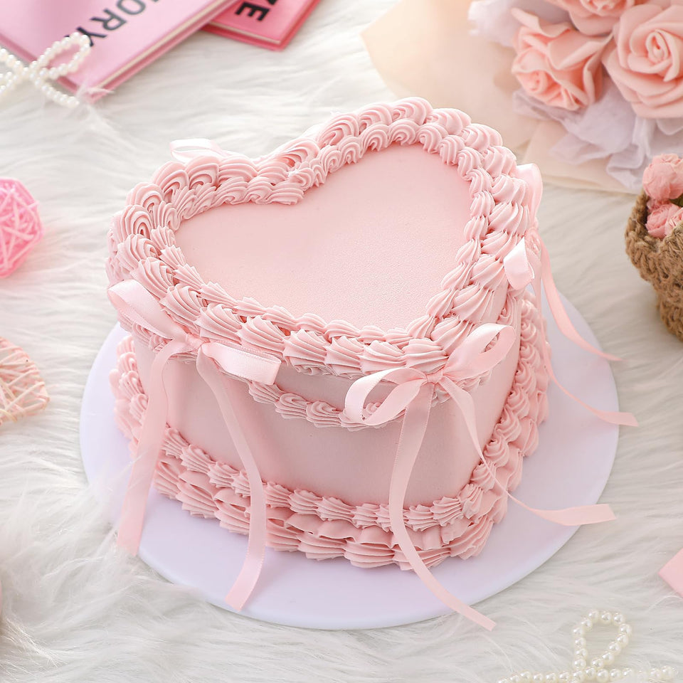 Remerry 6 inch pink bow cake — lifelike display prop for chic party decor.