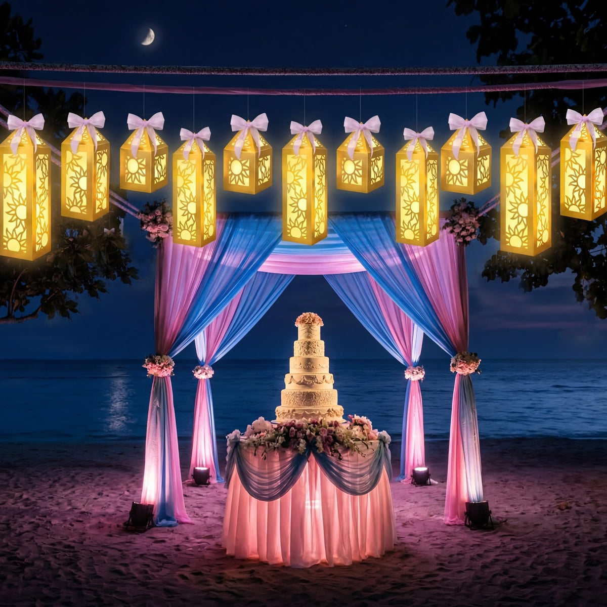 Renbuzhu 32ft ribbon drapes around lanterns to complete the look.