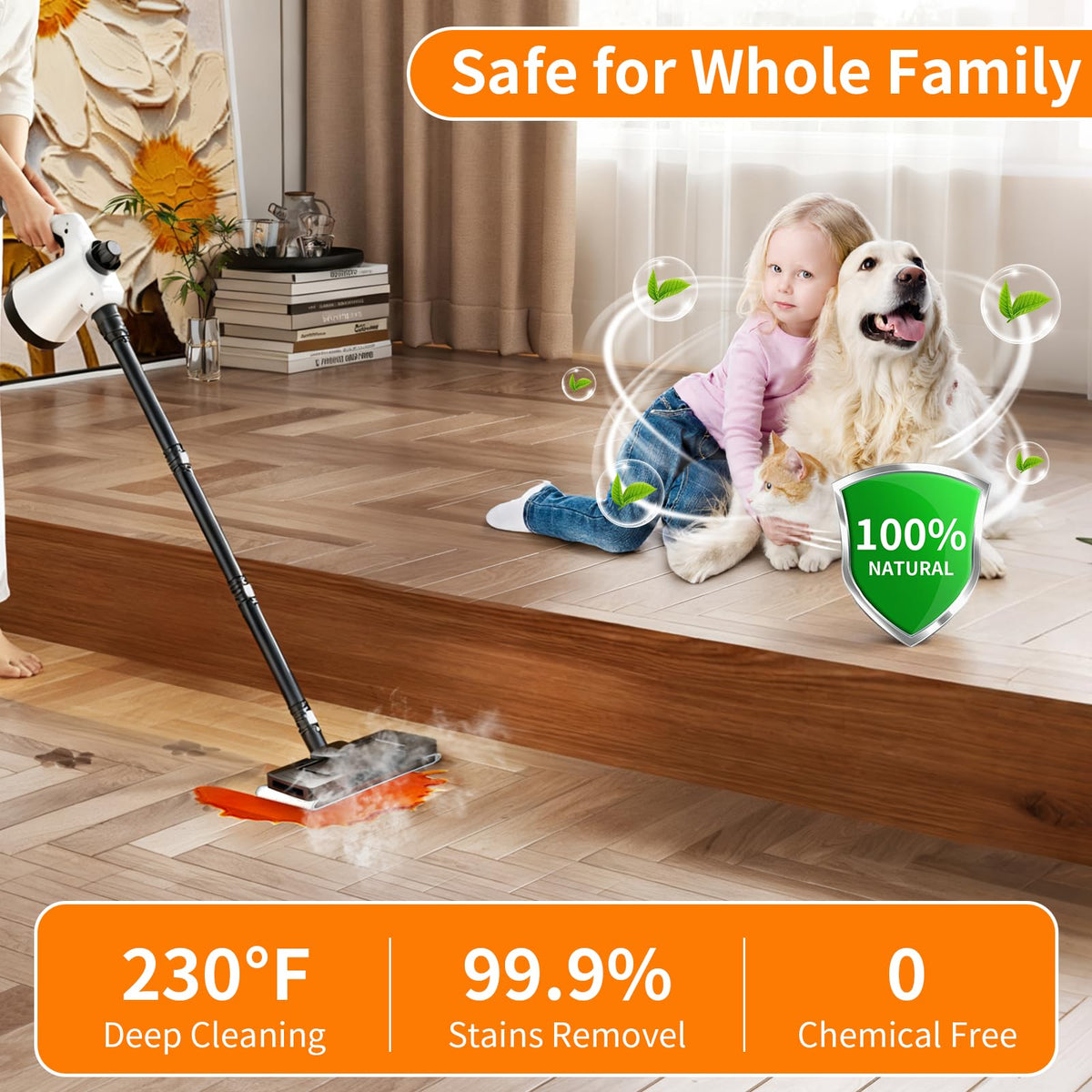 Renvadolix steam mop high-temperature steam cleans tough grime safely