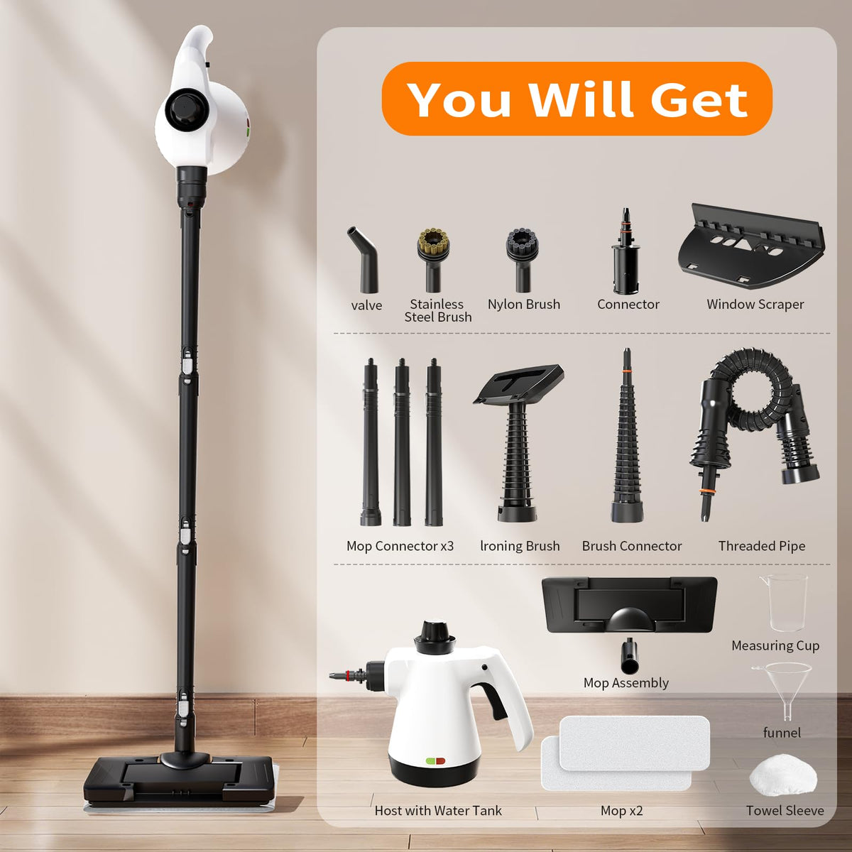 Renvadolix steam mop long cord provides extended reach for larger rooms