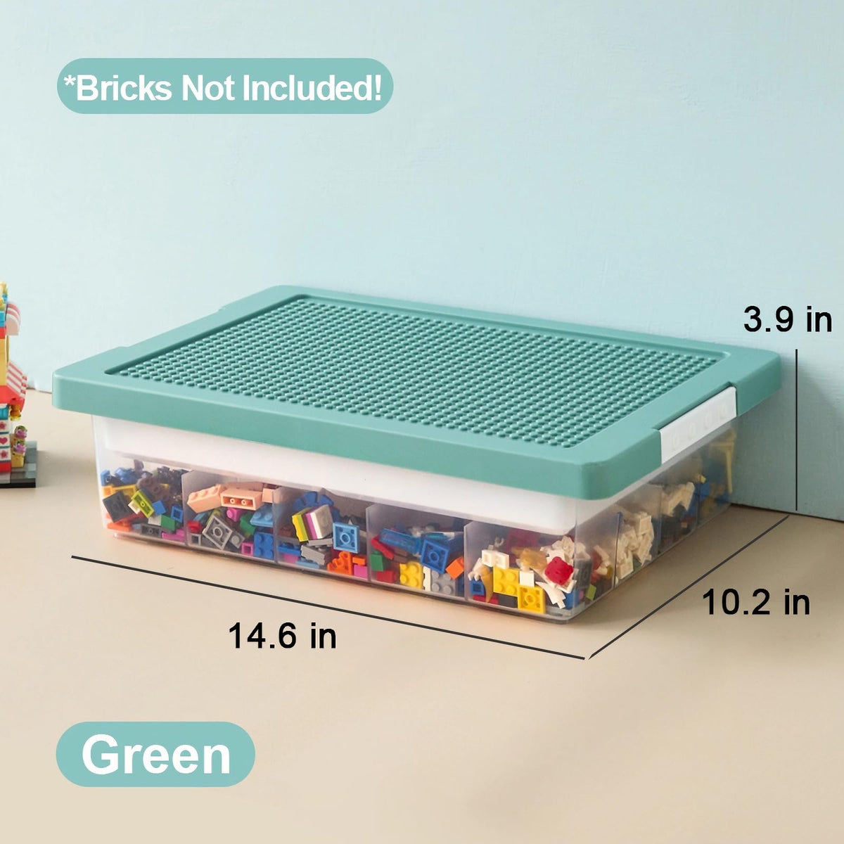 REPOSEX storage box with removable tray keeps bricks organized and portable