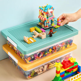 REPOSEX Lego storage box with top baseplate for creative builds and easy display