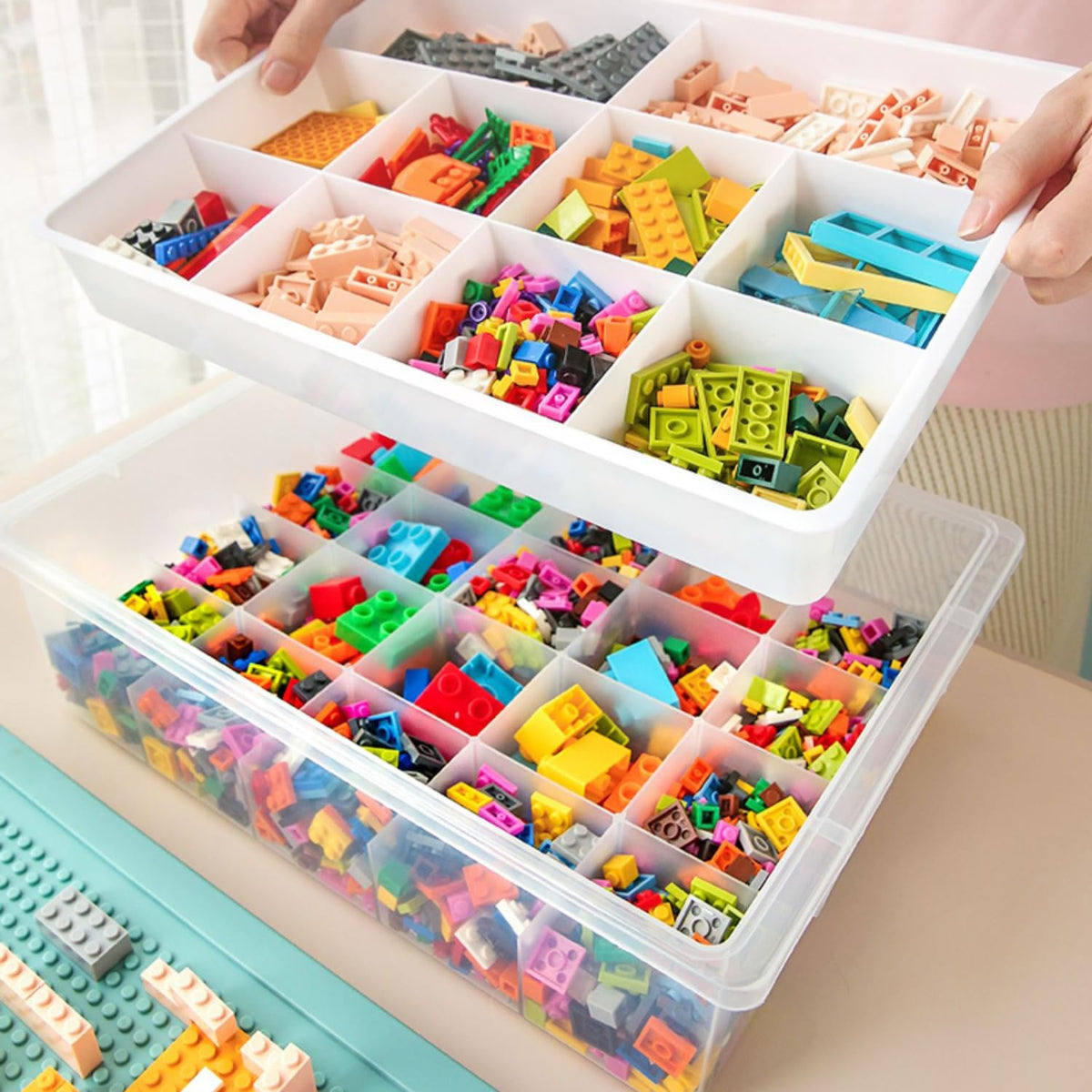 Two-layer REPOSEX storage box shows compartments clearly for quick selection