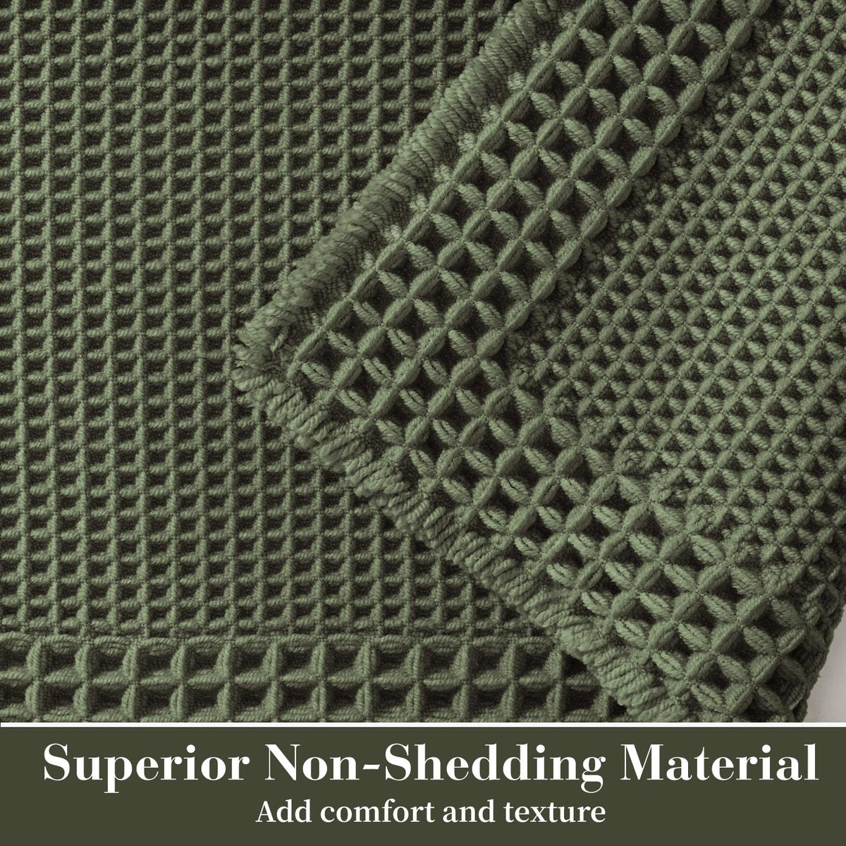 RESARE waffle bath mat non-slip backing keeps it securely in place.