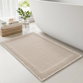 RESARE waffle bath mat tassels highlight textured design for stylish decor and quick drying.