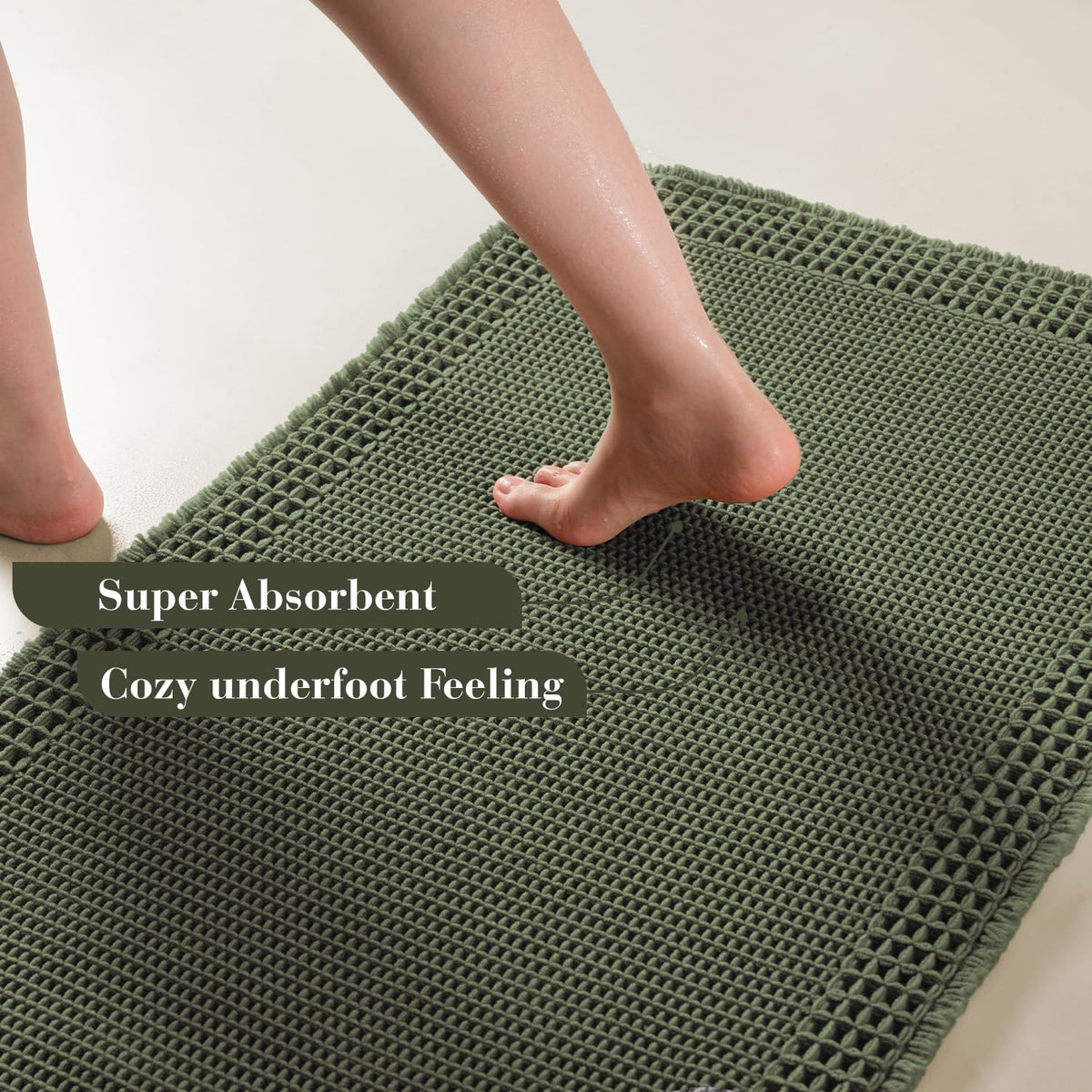 RESARE waffle texture absorbs water quickly, helping dry feet after showers.