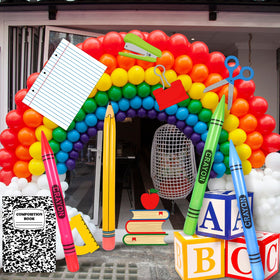 Resholder giant school theme decor creates a memorable party scene