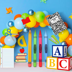 Resholder inflatable crayons add colorful accents to the setup