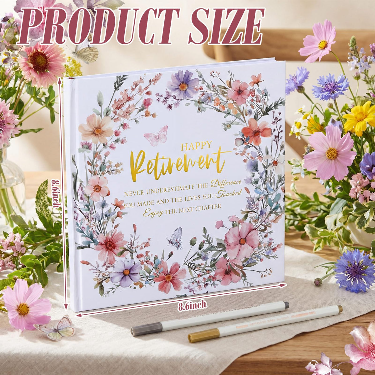 Resholder retirement book interior pages designed for clear signatures and messages.