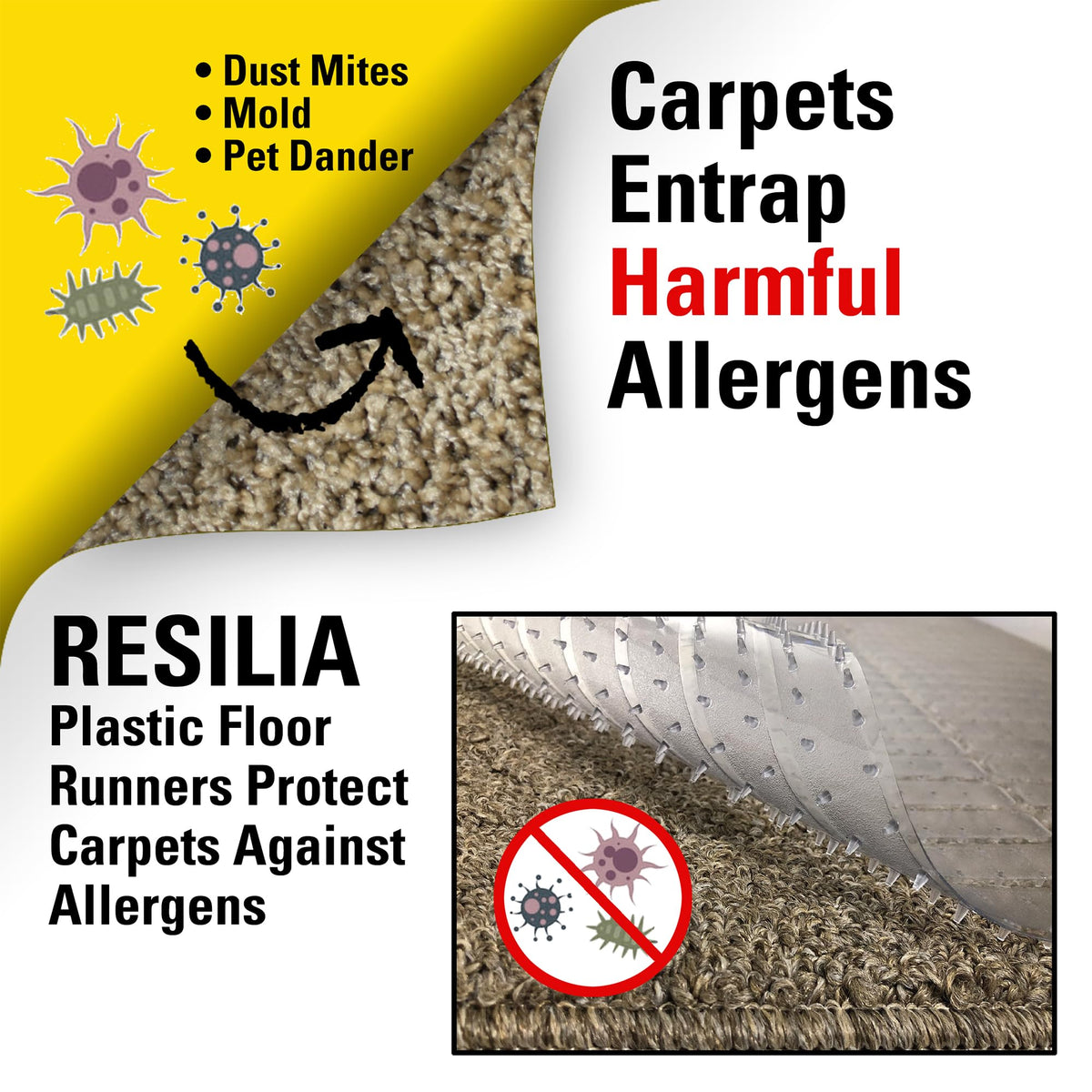 RESILIA deep-pile carpet runner easy to clean with soap and water