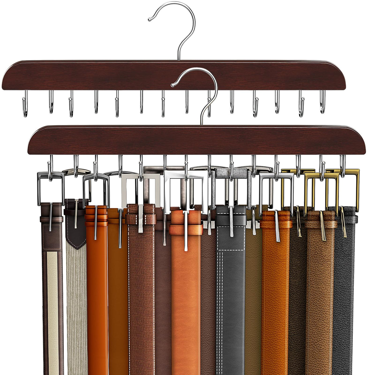 Resovo belt hanger with fourteen hooks for efficient closet belt organization.