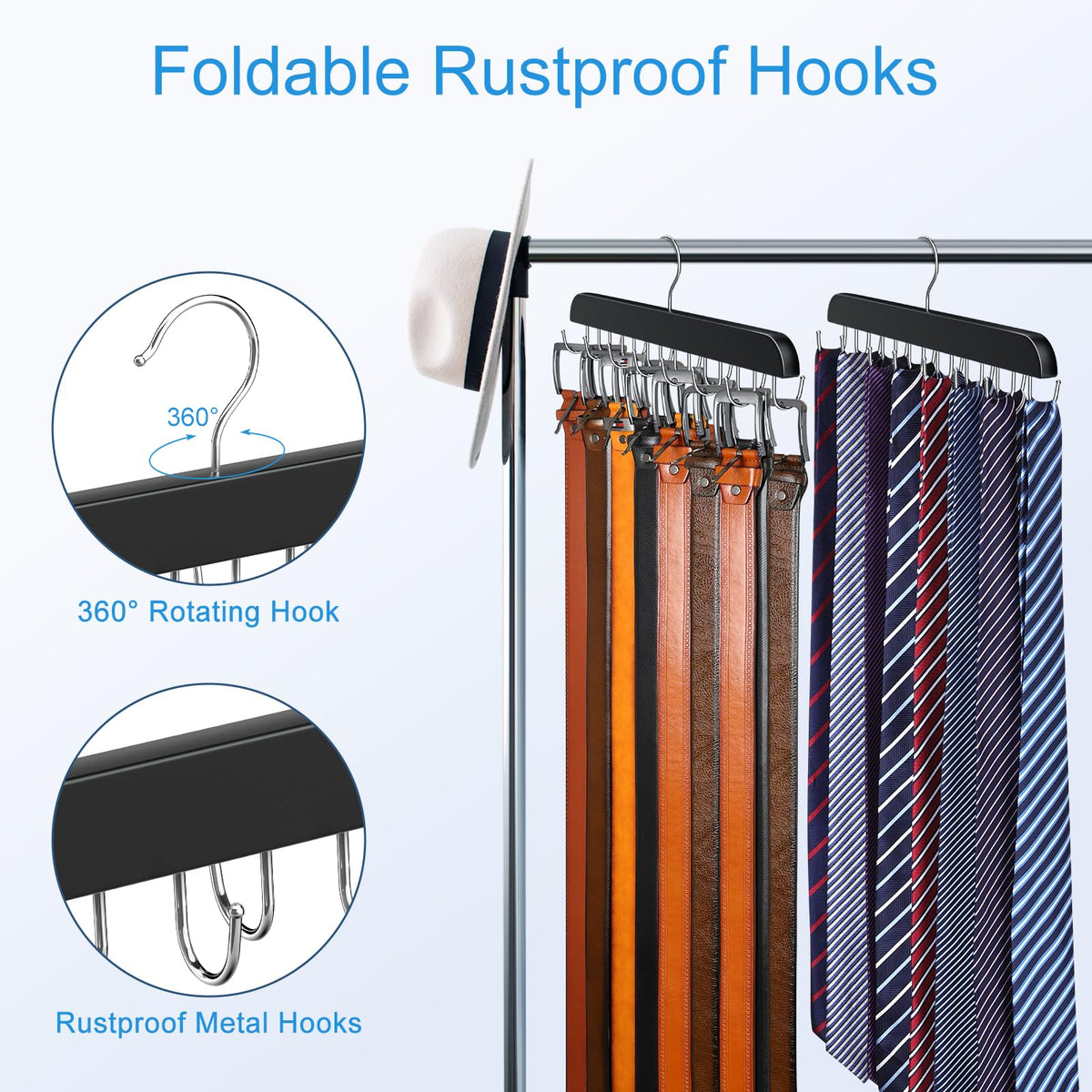 Resovo Belt Hanger double-sided design maximizes closet space.