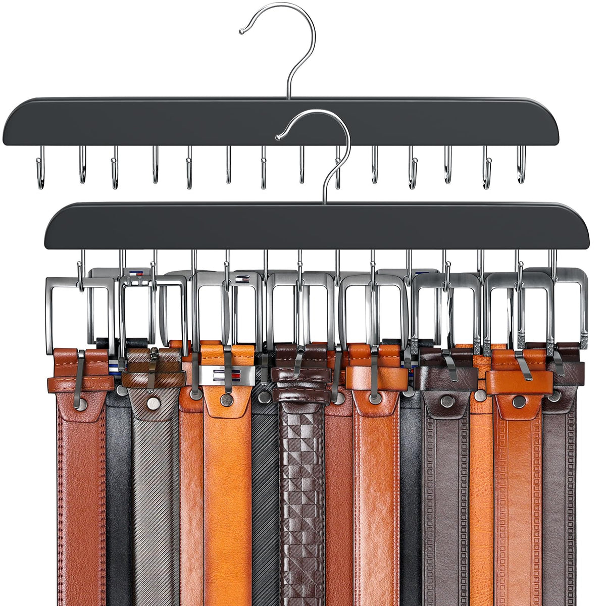 Resovo Belt Hanger front view highlighting 360° top hook for easy access.