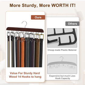 Resovo mahogany wood belt rack showing premium finish and durability.