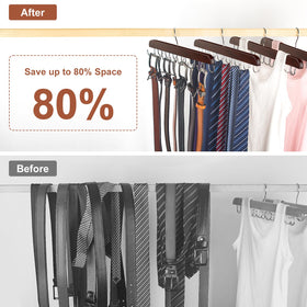 Resovo belt hanger doubles as organizer for ties and scarves.