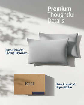 Hygienic sleep context with REST Evercool+ pillowcase emphasizing clean feel.