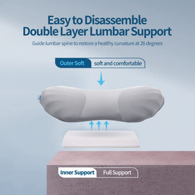 RESTCLOUD pillow with two insert pads showing adjustable firmness options for comfort.