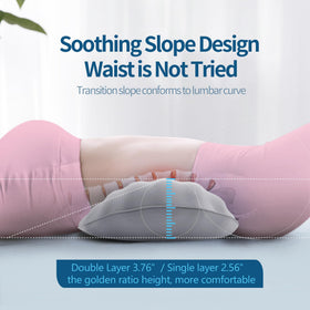 RESTCLOUD wide 23.6-inch lumbar pillow supports multiple sleeping positions.