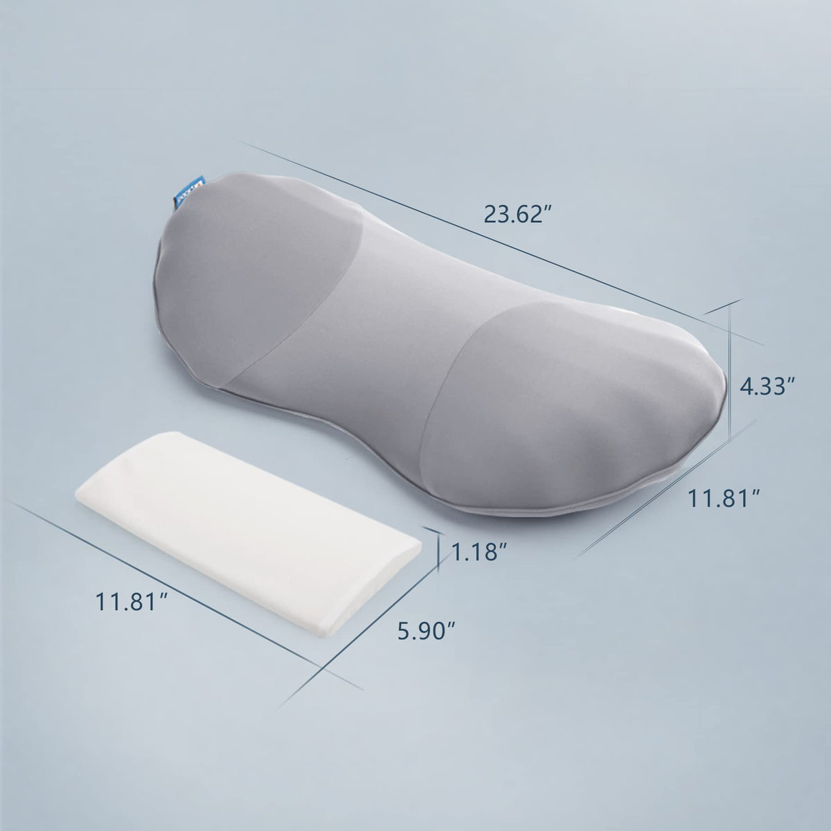 RESTCLOUD wide 23.6-inch lumbar pillow for multiple sleeping positions.