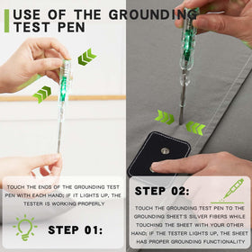 Outlet tester and grounding cord connected to RestEmbrace kit