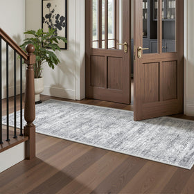 Restydon rug runner with non-slip backing stays in place on floors.