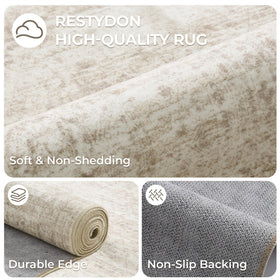 Restydon thin indoor rug fits under furniture.