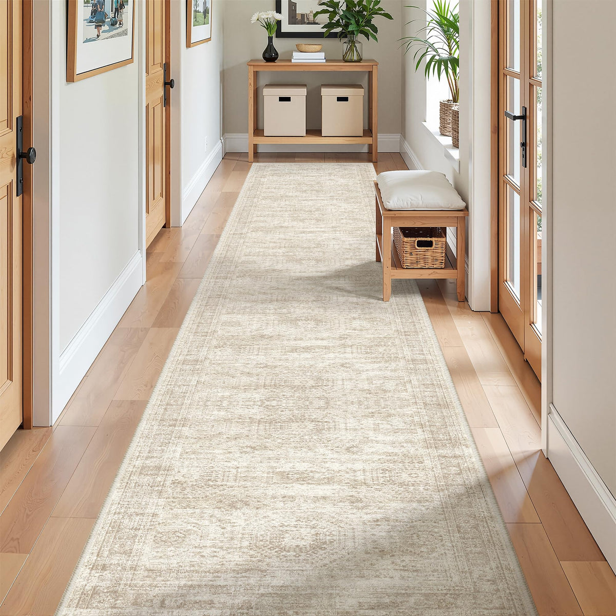 Restydon hallway runner with anti-slip backing for secure placement