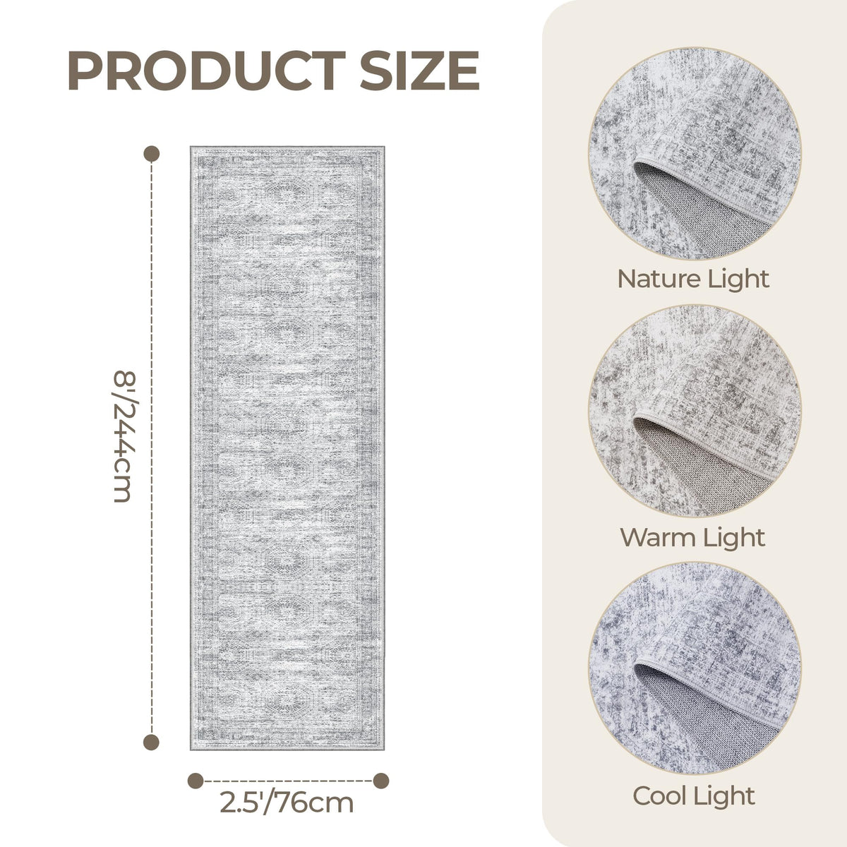 Restydon versatile rug for multiple rooms, blending grey and ivory tones.