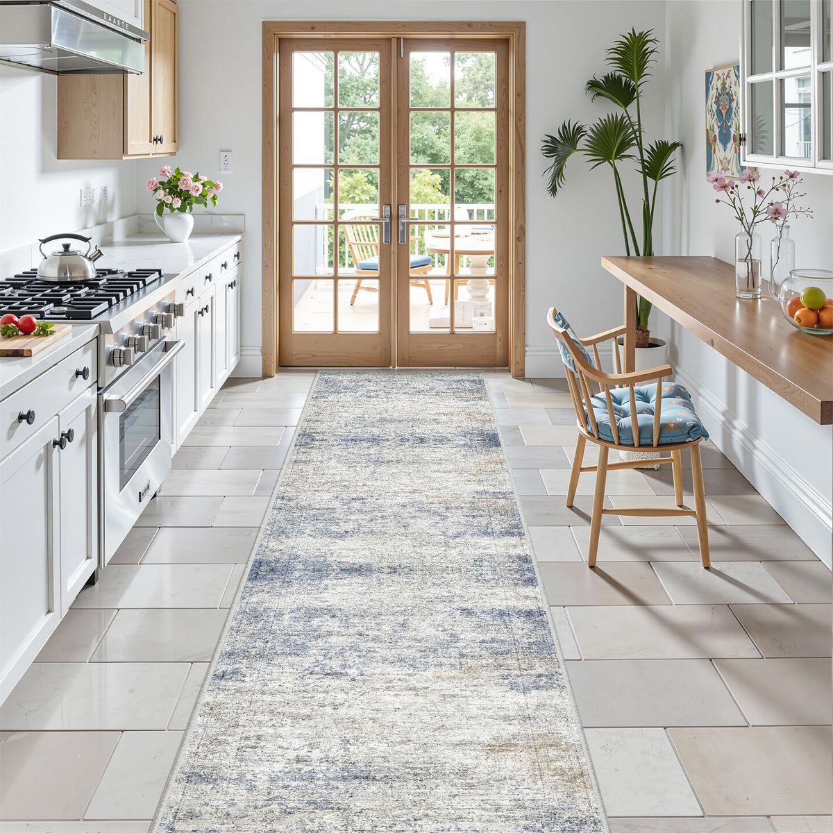 Restydon rug runner brown ivory geo pattern enhances decor and handles hallway traffic