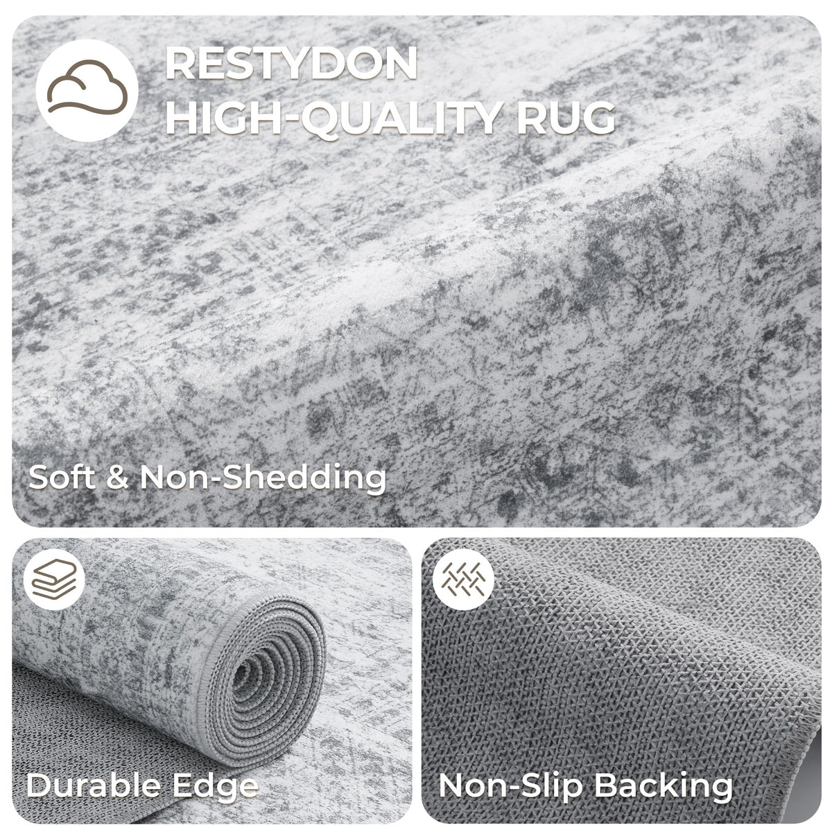 Restydon Rug Runner grey-ivory pattern complements modern and traditional interiors.