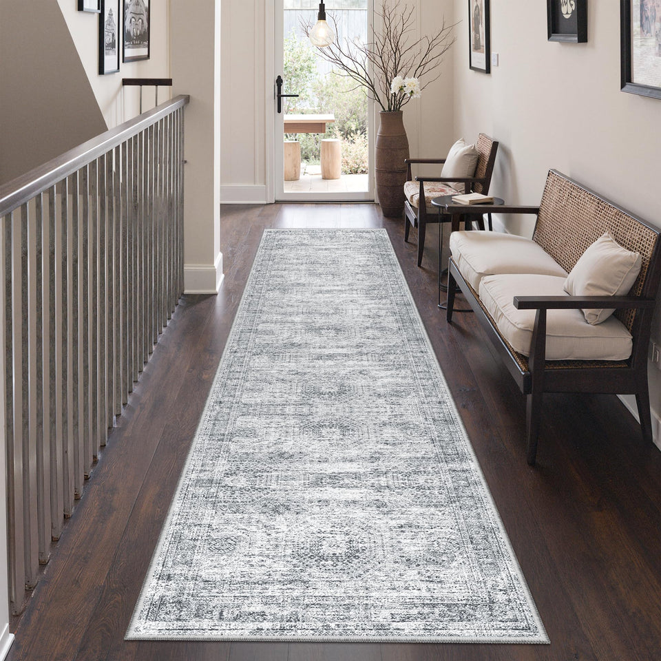 Restydon Rug Runner Hallway Non-slip texture close-up showcases soft crystal pile for cozy corridors.