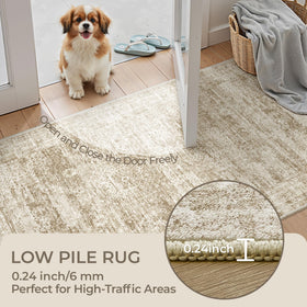 Restydon rug runner low-pile bathroom mat fits under fixtures and doors.
