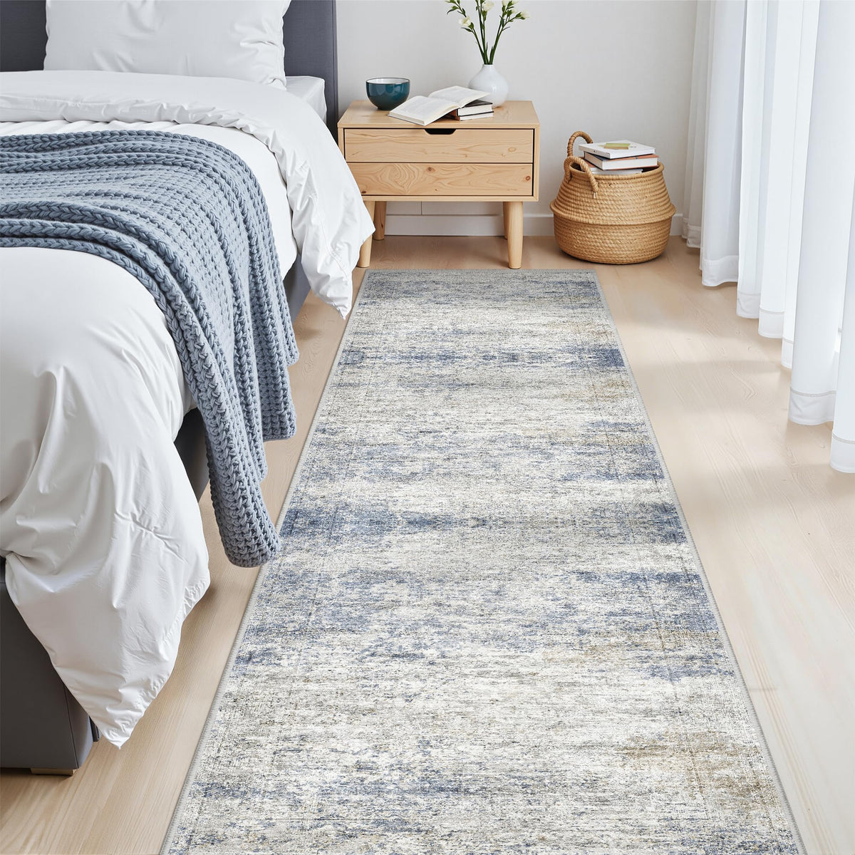Restydon rug runner with non-slip backing keeps entryways stable and floor-friendly