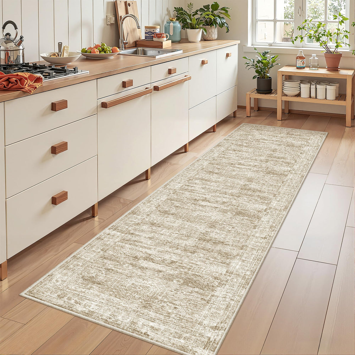 Restydon rug runner washable entryway keeps dirt and crumbs easy to manage.
