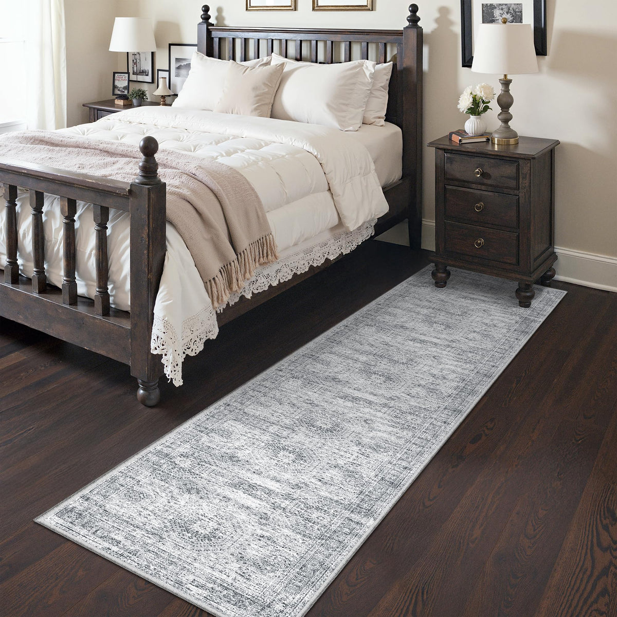 Restydon Rug Runner front view highlights washable, low-pile design ideal for busy households.