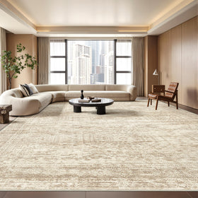 Restydon vintage abstract rug beige ivory with soft texture for living rooms.
