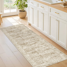 Restydon washable runner rug non-slip backing demonstrates secure placement on floors.