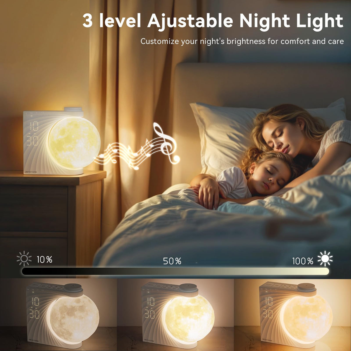 RETEYUNG dual alarm settings with 15 tones for variety