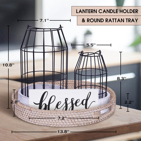 Retroramon rustic lantern holder large creates balanced centerpiece