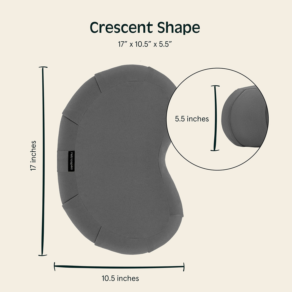 Sedona Zafu crescent cotton cover highlighting breathable fabric