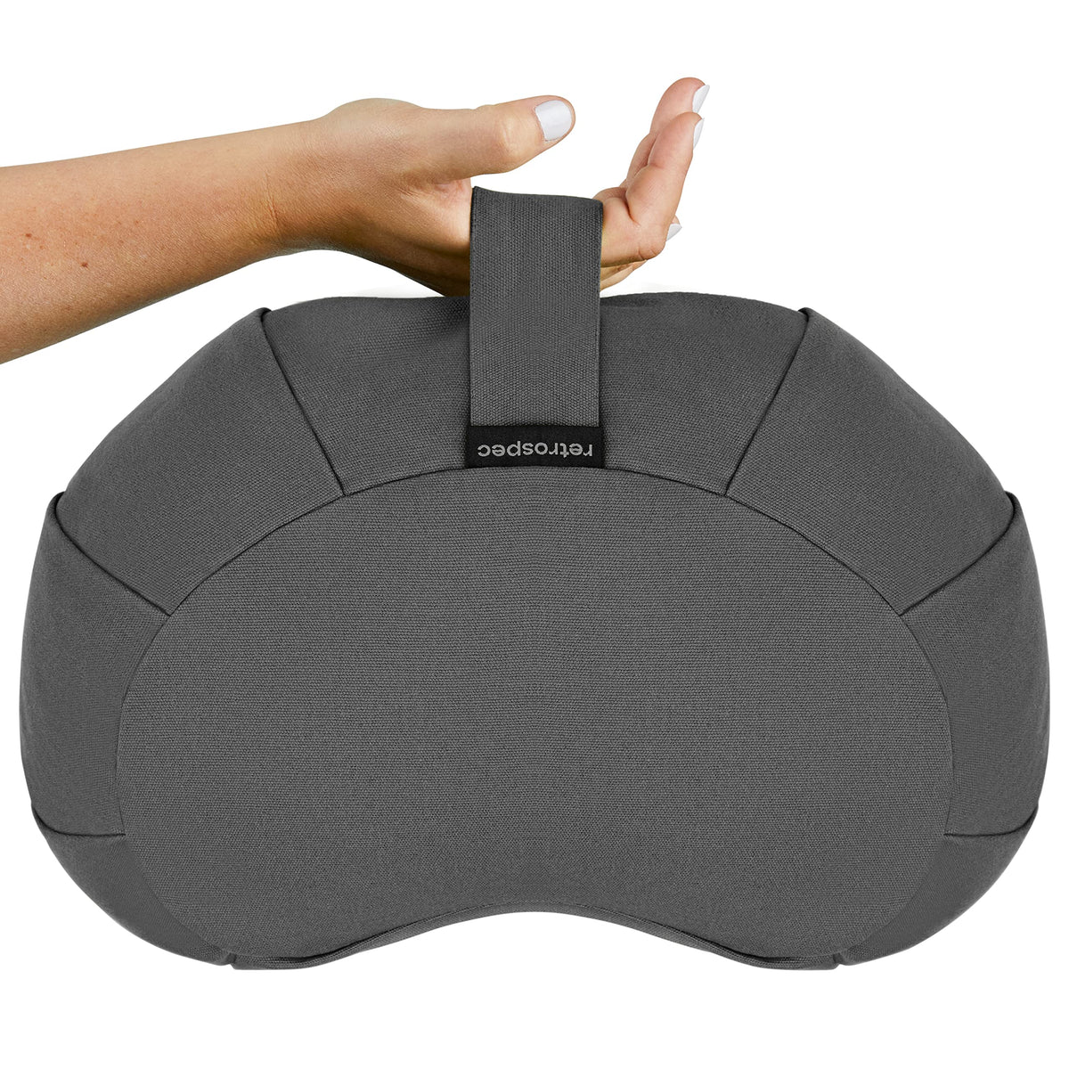Sedona Zafu used as a meditation seat beside a mat