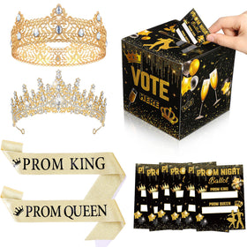 Retrowavy prom king crown with rhinestones for glamorous photo moments