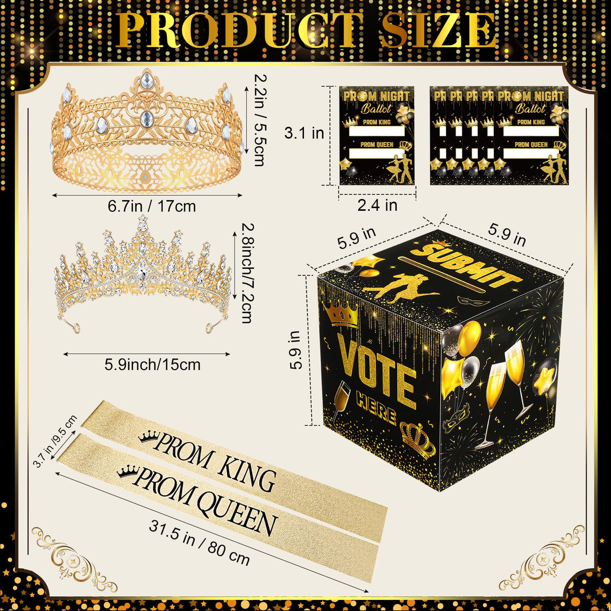Retrowavy prom queen tiara in gold for elegant celebration looks