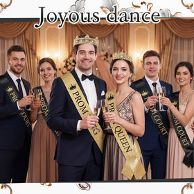 Retrowavy satin prom sash in black and gold with elegant drape